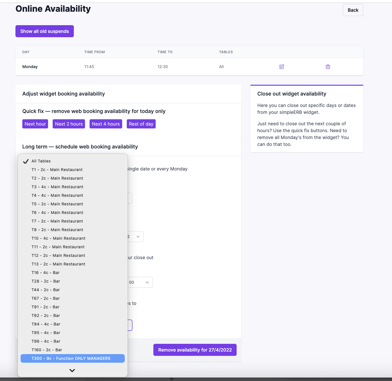select tables widget simpleERB
